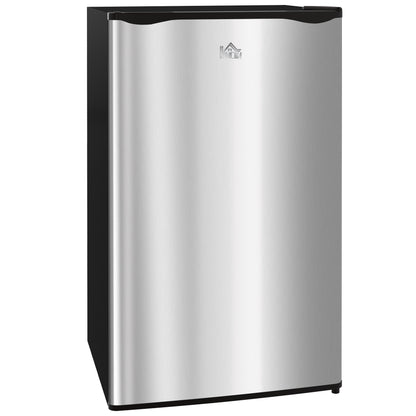 HOMCOM Under Counter Fridge, 91L Small Fridge with Chiller Box, Removable Shelf, Reversible Door, Adjustable Legs, Mini Refrigerator,  Silver Tone