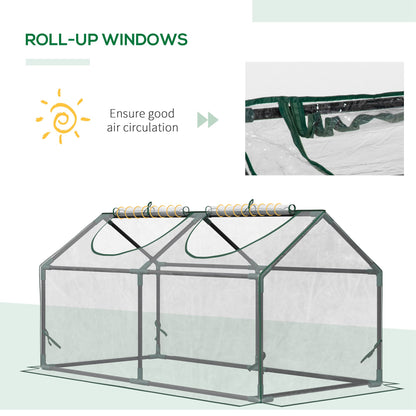 Outsunny Mini Greenhouse Portable Flower Planter Vegetable Grow House for Garden with Zipped Windows, 120 x 60 x 60 cm, Clear