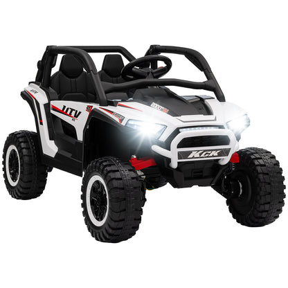 AIYAPLAY 2 Seater 24V 7AH Ride on Truck, Battery Powered Electric Ride On Car w/ Remote, Suspension, 3 Speeds, White