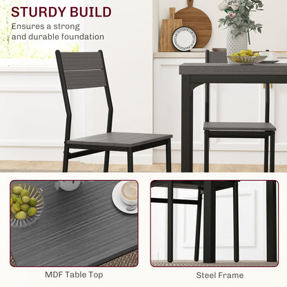HOMCOM Three-Piece Minimal and Compact Dining Set, Grey Wood Effect