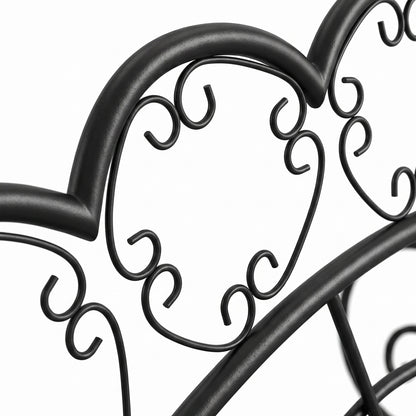 Outsunny Metal Garden Bench Loveseat with Slatted Seat, Black