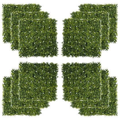 12PCS Artificial Boxwood Wall Panels 20" x 20" Grass Screen Milan Grass