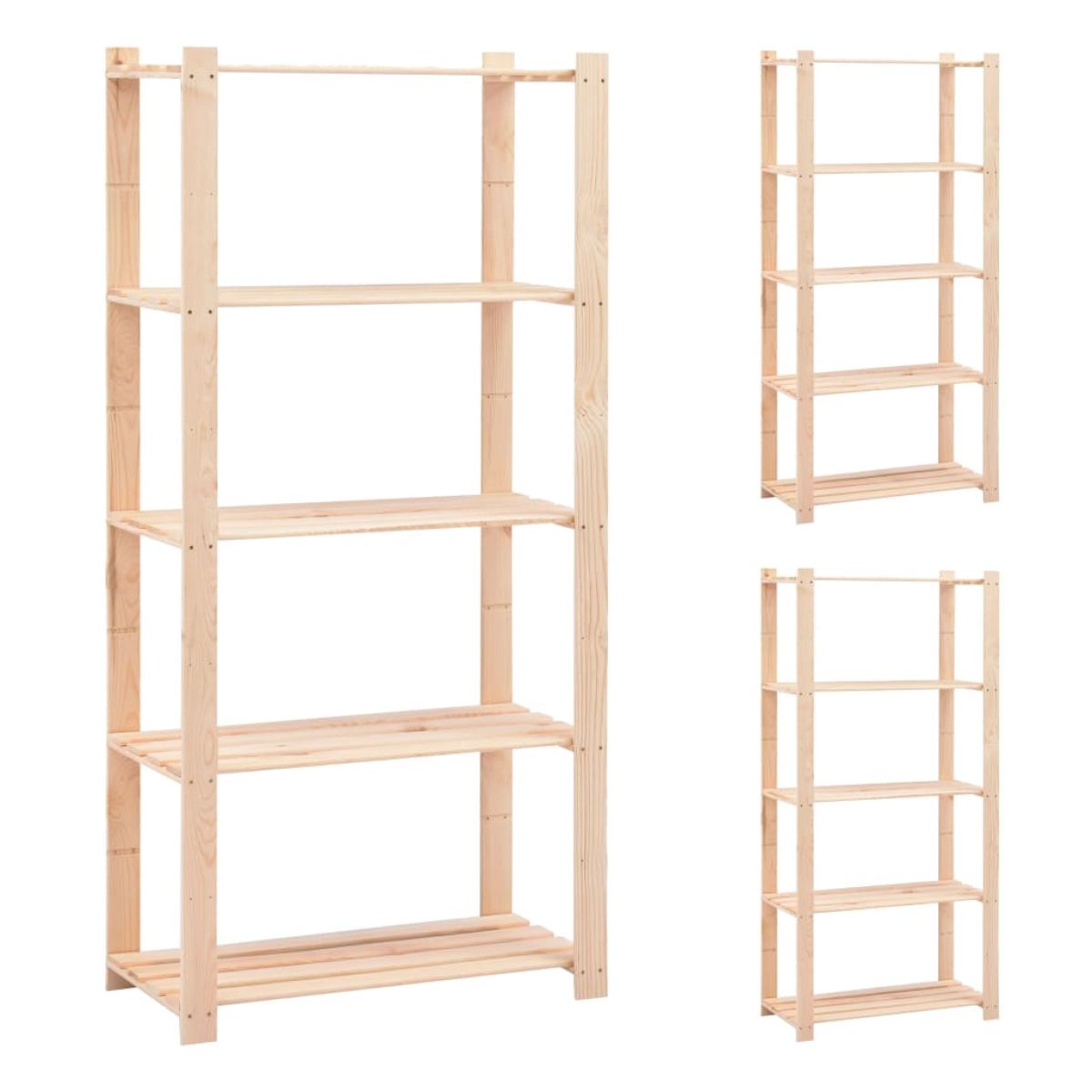 vidaXL 5-Tier Storage Racks 3 pcs 80x38x170 cm Solid Pinewood 250 kg