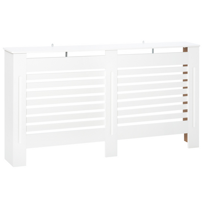 HOMCOM Modern Radiator Cover Cabinet Slatted Design MDF White Medium