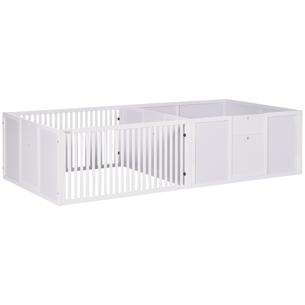 7 Panels Puppy Pen for Indoors, with Three Doors, Two-Room Design