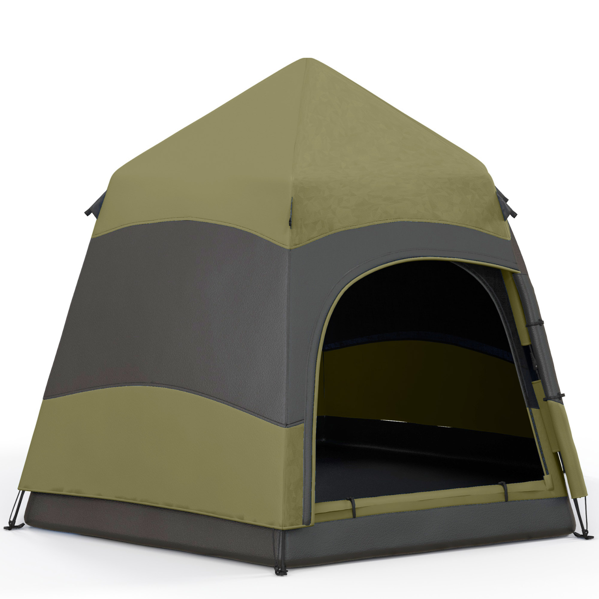 Outsunny 4 Person Camping Tent Festival Hiking Shelter, Dark Green
