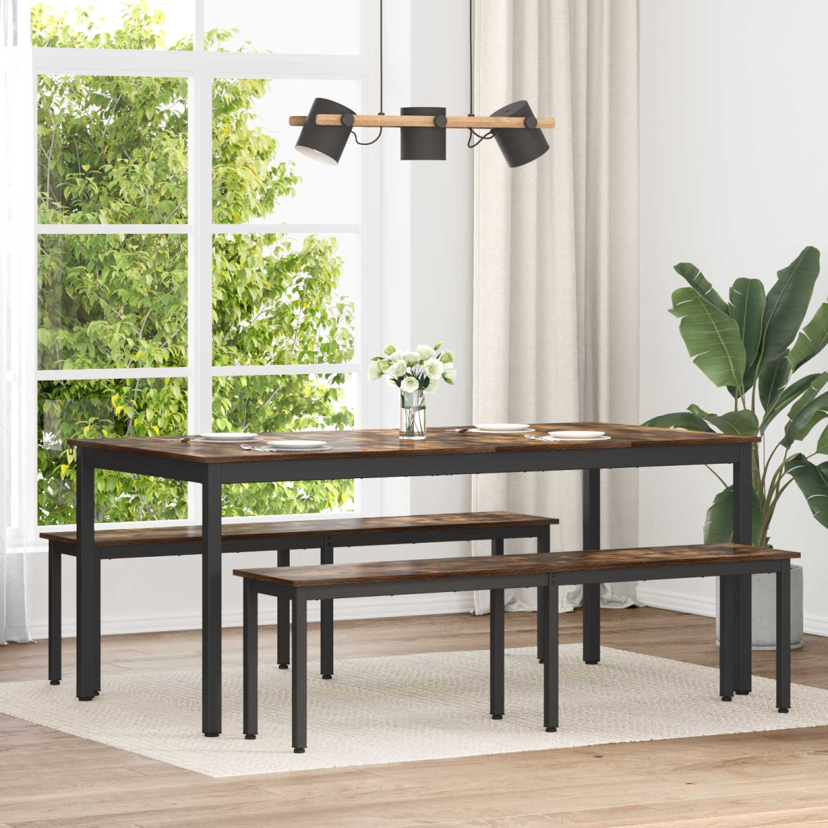 vidaXL Bench Smoke Oak 160 x 35 x 45 cm Engineered Wood