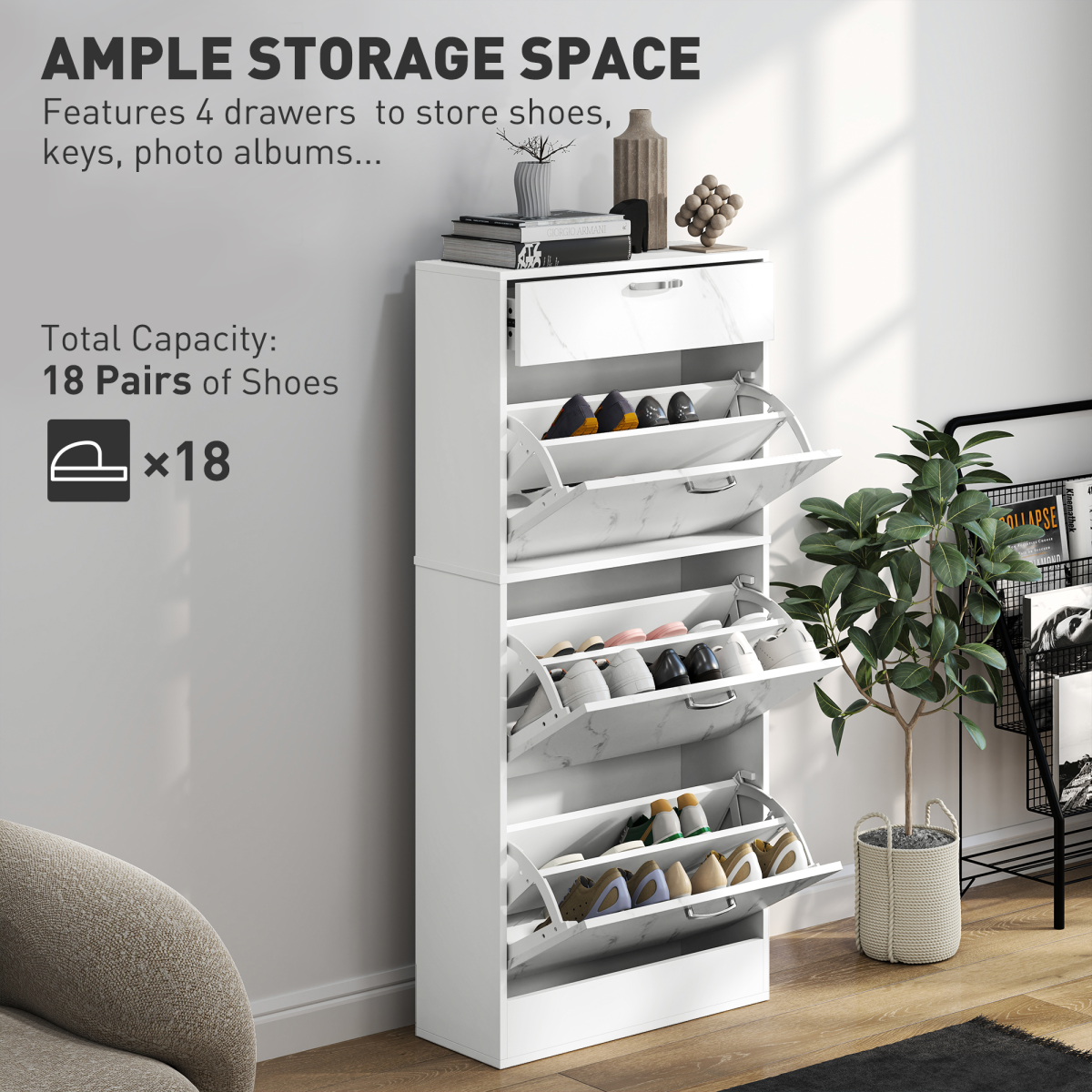 Three drawer shoe cabinet