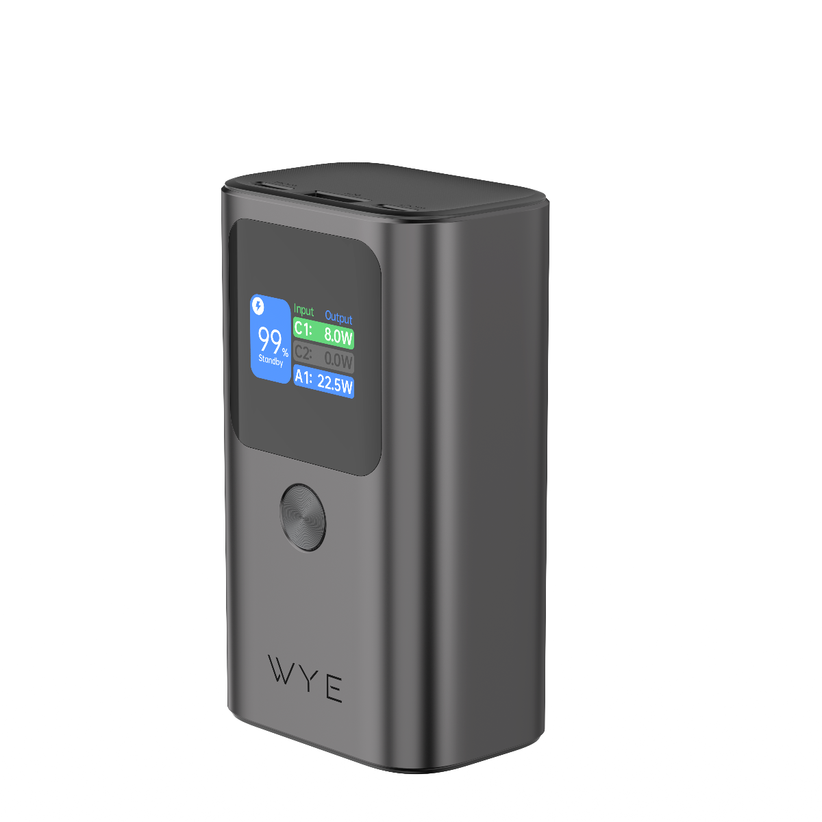 WYEFLUX High Speed Charging Mini Power Bank With LED Display 10K mAh - Dark Grey