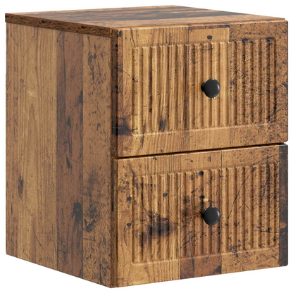 vidaXL Wall-Mounted Bedside Cabinet Old Wood 33 x 34.5 x 40 cm