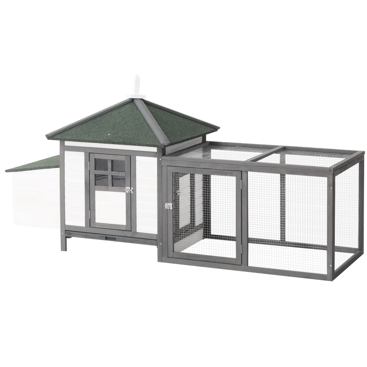 Chicken Coop Small Animal Pet Cage w/ Nesting Box Outdoor Run Backyard Wooden