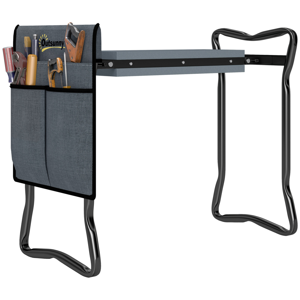 Outsunny Garden Kneeler Foldable Seat Bench EVA Foam Pad with Tool Bag Pouch