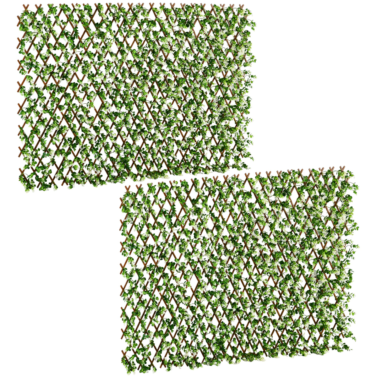 Outsunny 2 Pieces Decorative Trellis with Artificial Leaves, 2m x 1m, Eucalyptus