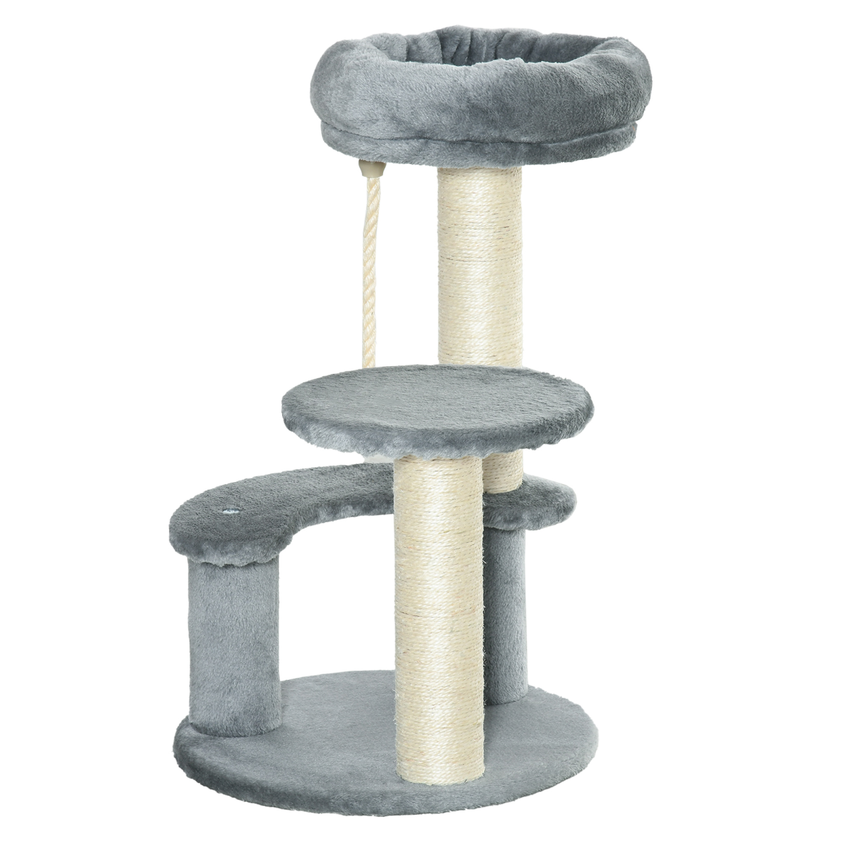Cat Tree Scratcher Kitty Activity Play Center Post 2 Perch w/ Hanging Sisal Rope
