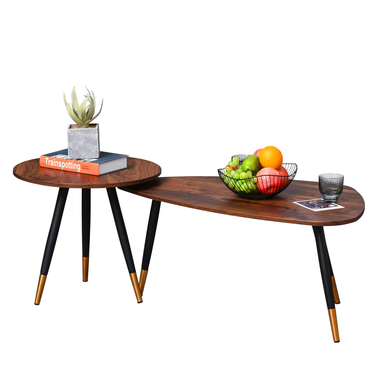 Nesting Coffee Tables Set of 2 Stackable End Tables Sofa Side Desk Home Office