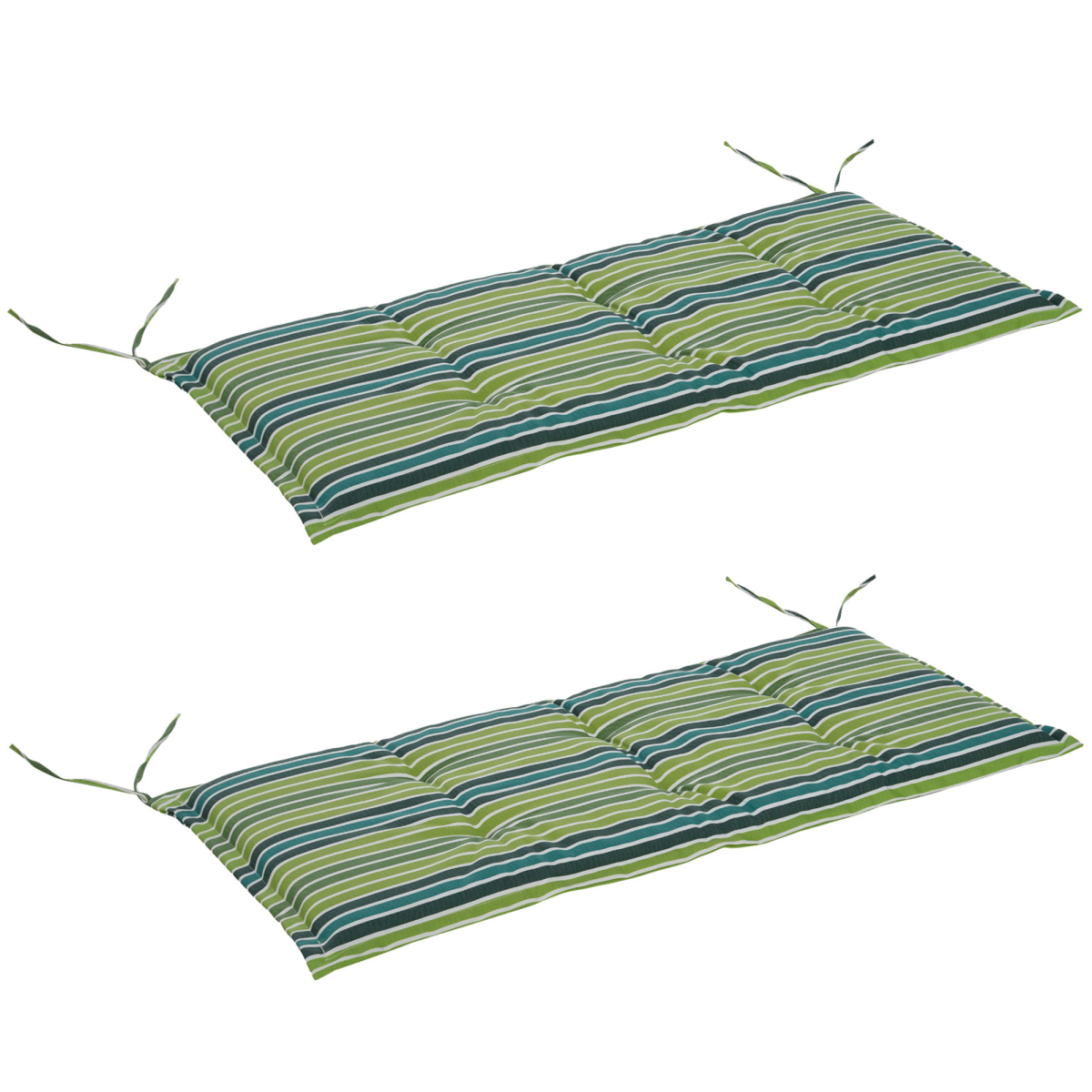 2 PCS Patio Bench Swing Chairs Garden Chairs 2 Seat Cushion Mat Strips Green