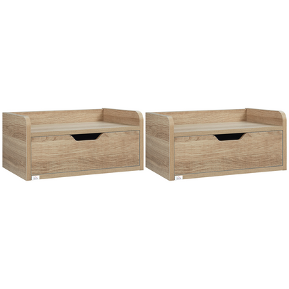 HOMCOM Floating Nightstand Set of 2, Wall Mounted Bedside Table with Drawer
