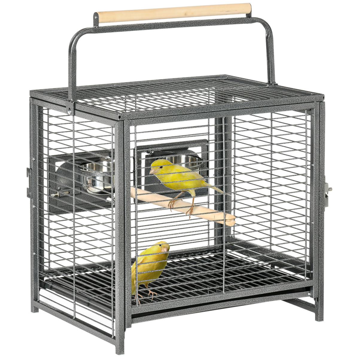 Parrot Cage Bird Carrier w/ Wooden Perch, Handle