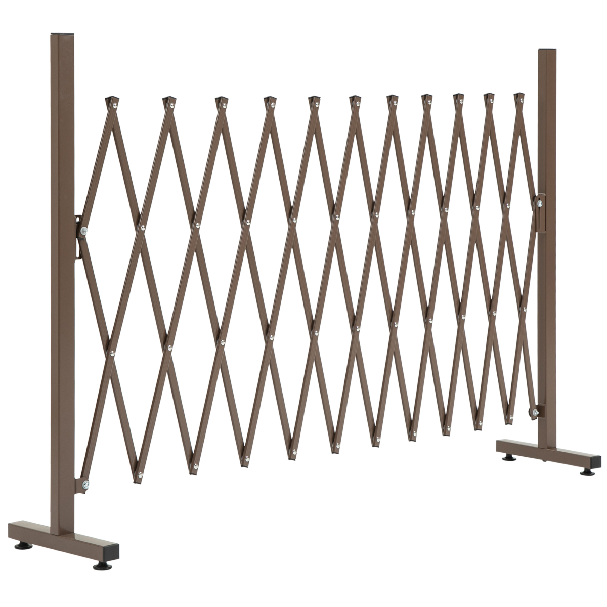Outsunny Aluminum Alloy Movable Fence Foldable Garden Screen Panel, Dark Brown