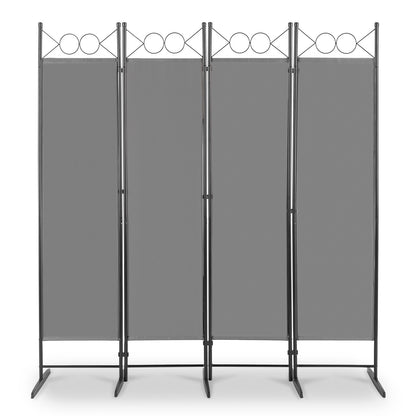 5.74FT 4-Fold Top With Shape 130g Polyester Cloth Plastic Feet Carbon Steel Frame Foldable Screen Gray