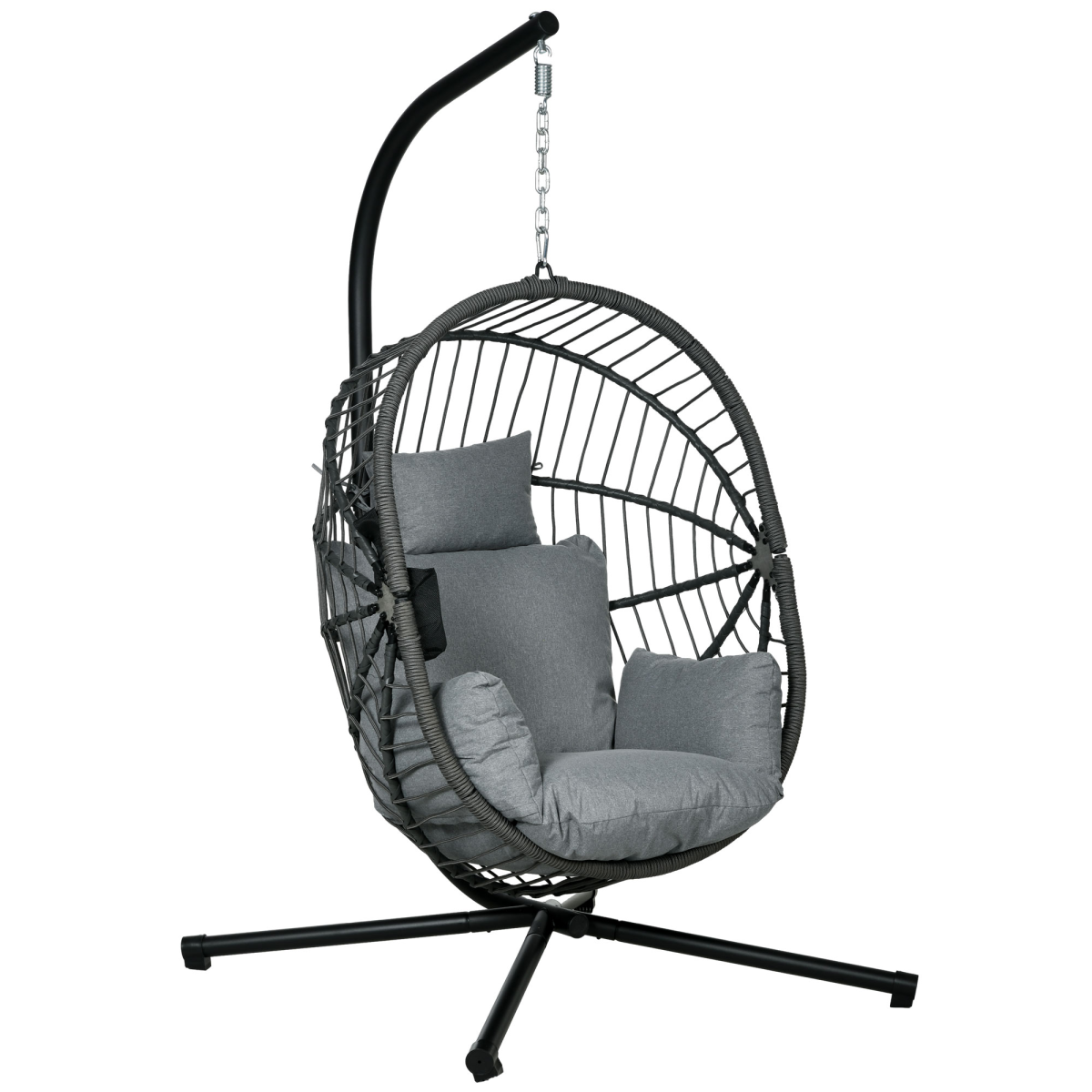 Outsunny Hanging Swing Chair w/ Thick Cushion, Patio Hanging Chair, Grey