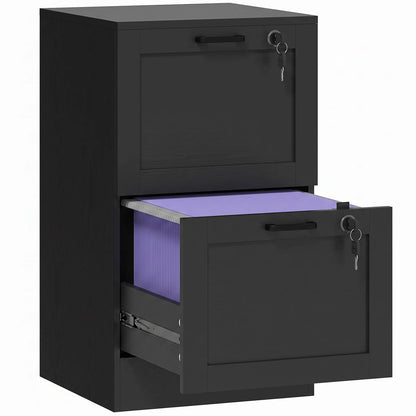 HOMCOM 2-Drawer Filing Cabinet with Lock - Black