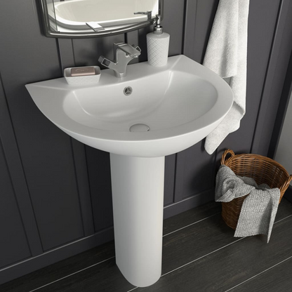 vidaXL Freestanding Basin with Pedestal Ceramic White 520x440x190 mm