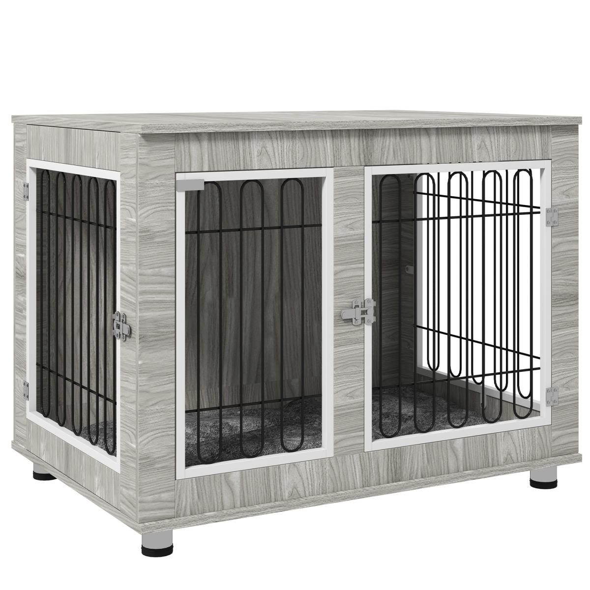 PawHut Dog Crate Furniture, Dog Crate End Table with Soft Cushion, Double Door