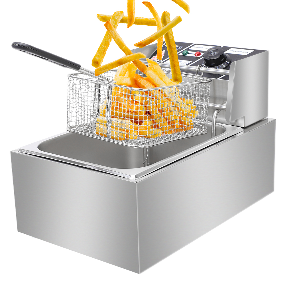[Replace old code: 96063967] EH81 2500W 220-240V 6.3QT/6L Stainless Steel Single Cylinder Electric Fryer UK Plug