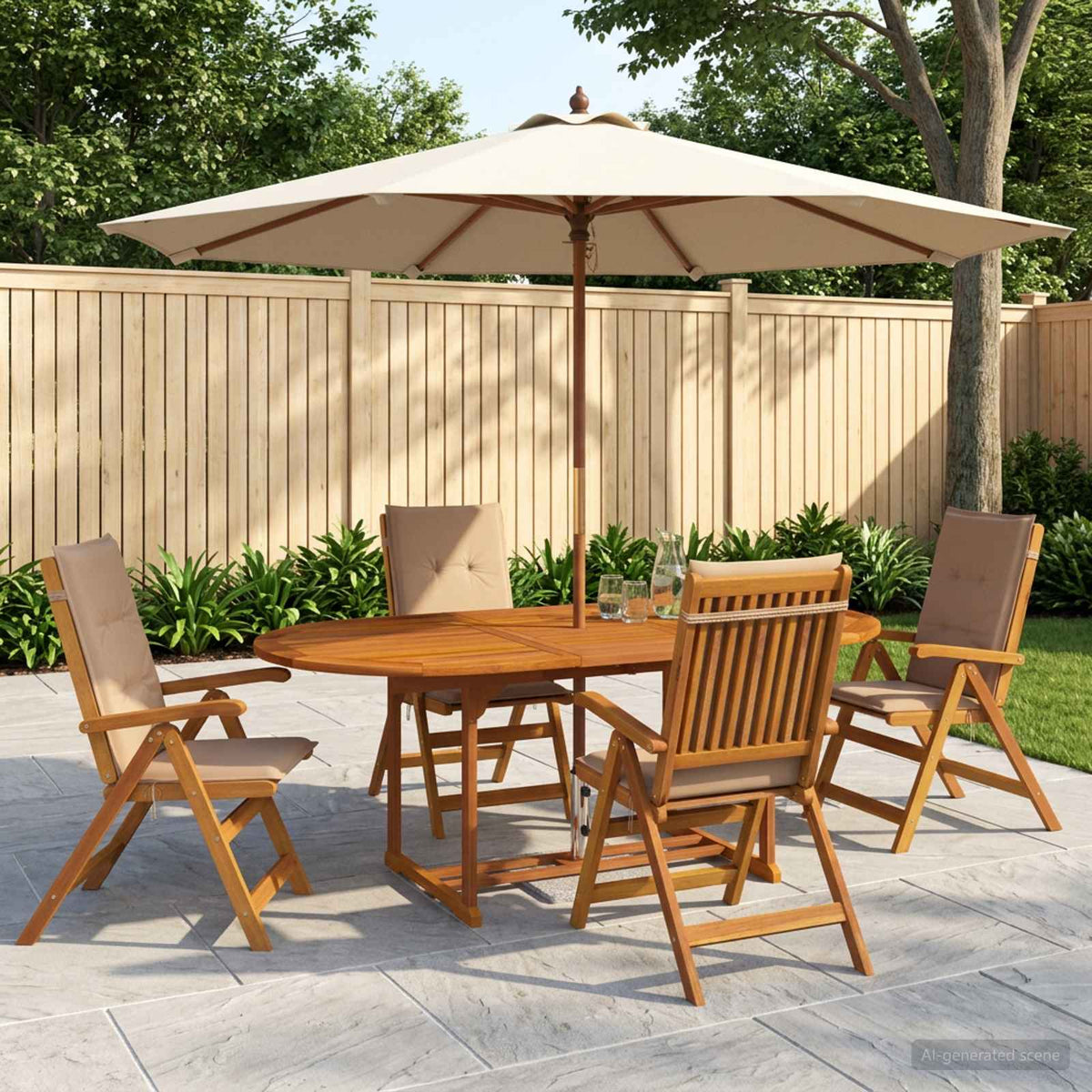 vidaXL 5-Piece Garden Dining Set Natural Solid Acacia Wood