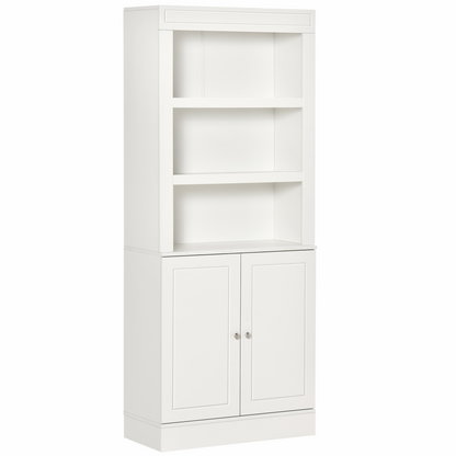Kitchen Cupboard with 6-tier Shelving, Sideboard  Double-door , White