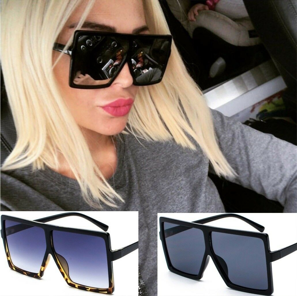 Oversized Square Flat Top Women Very Lrge Ladies Fashion Sunglasses Shade UV400
