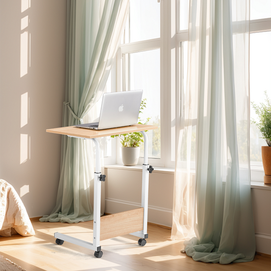 Adjustable Oak-Finish P2 Particle Board Computer Desk 60cm - Versatile & Space-Saving