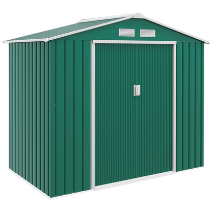 Outsunny Garden Shed Storage Unit w/Locking Door Floor Foundation Vent Green