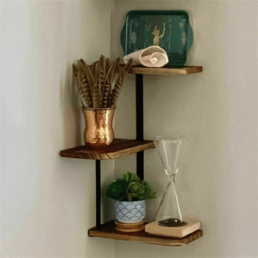 3 Tier Lucca Corner Shelf Modern Floating Wall Shelves Storage Display Shelving