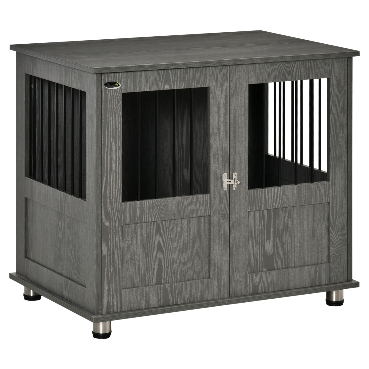 Wooden & Wire Dog Cage for Medium Dog, Stylish Pet Kennel w/ Magnetic Doors