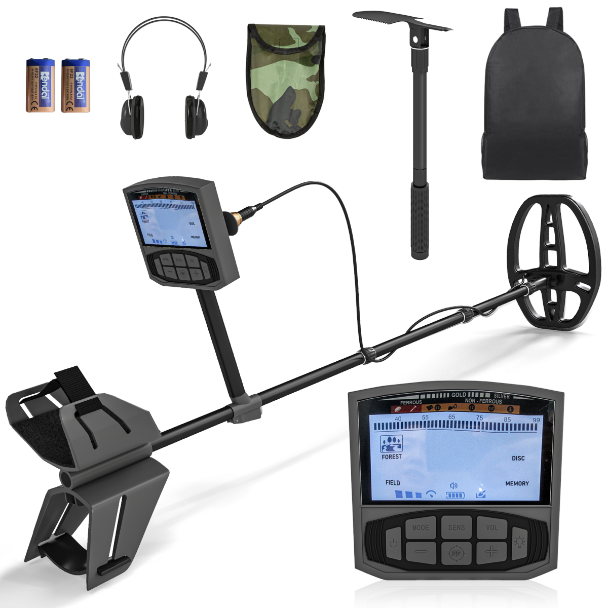Outsunny Gold Metal Detector with DSP Chip and 5 Professional Modes