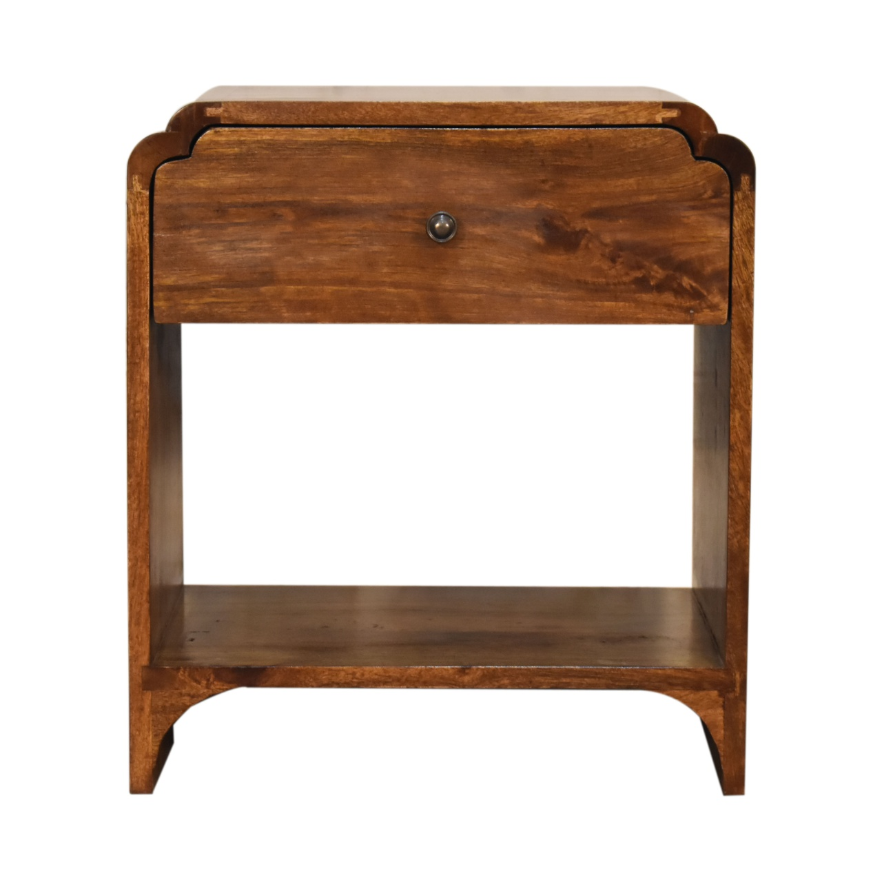 Artisan Furniture Solid Wood Newton Bedside, 1 Drawer, 1 Open Slot, Brown