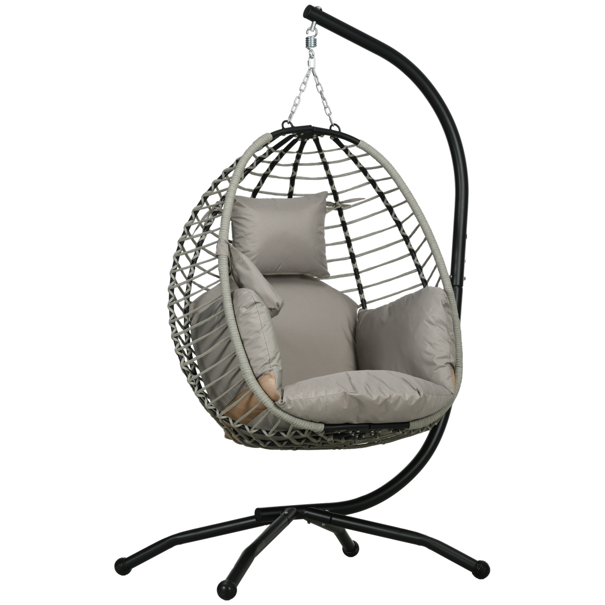 Outsunny Hanging Swing Chair with Thick Cushion, Patio Hanging Chair, Grey