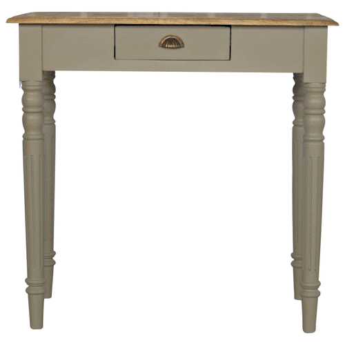 Artisan Furniture Solid Wood Hand Painted Writing Desk, 1 Drawer, Grey Color