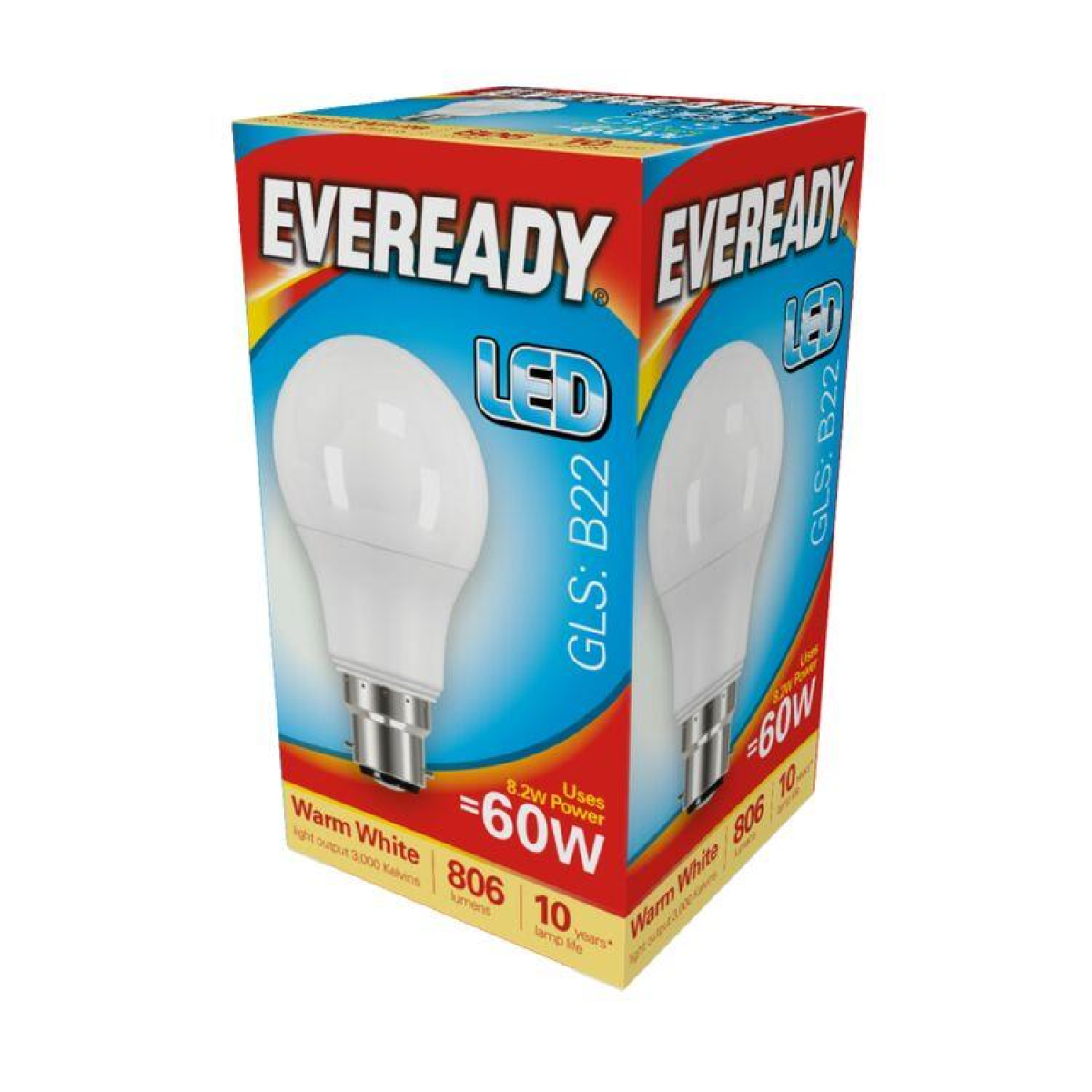 S13624 Eveready LED bulb GLS 60w E27  Warm White Pack of 5