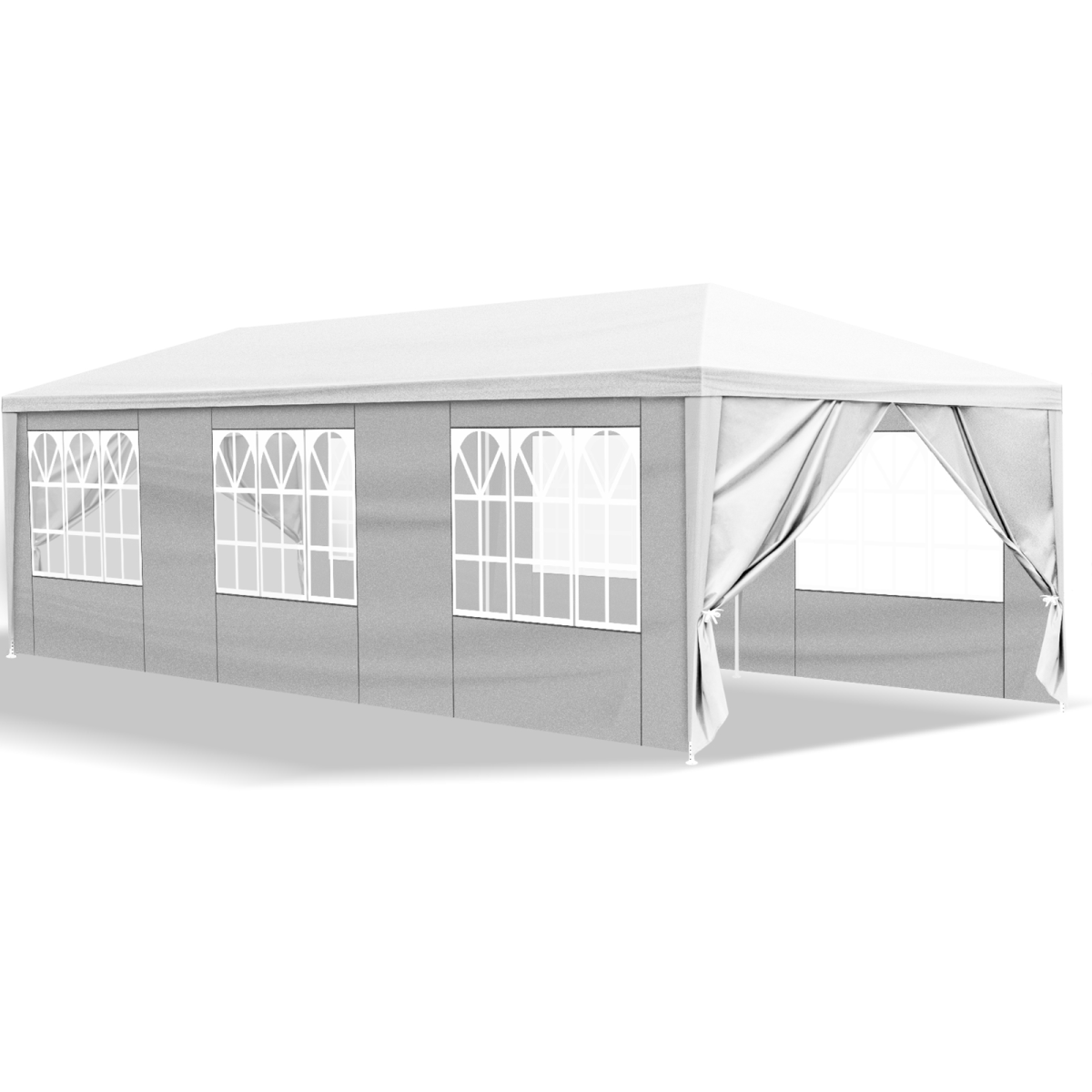 10'x30' Outdoor Party Tent with 8 Removable Sidewalls, Waterproof Canopy Patio Wedding Gazebo, White