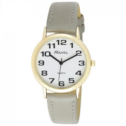 Ravel Mens Basic White Dial Grey Leather Strap Watch R0105.43.1A