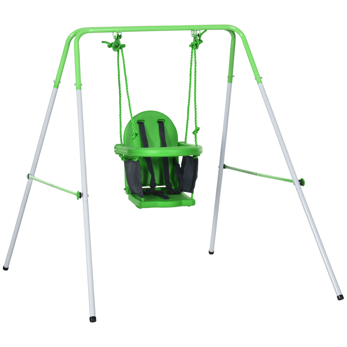 Outsunny Nursery Swing with Safety Seat Belt, Support Back for Indoor Outdoor