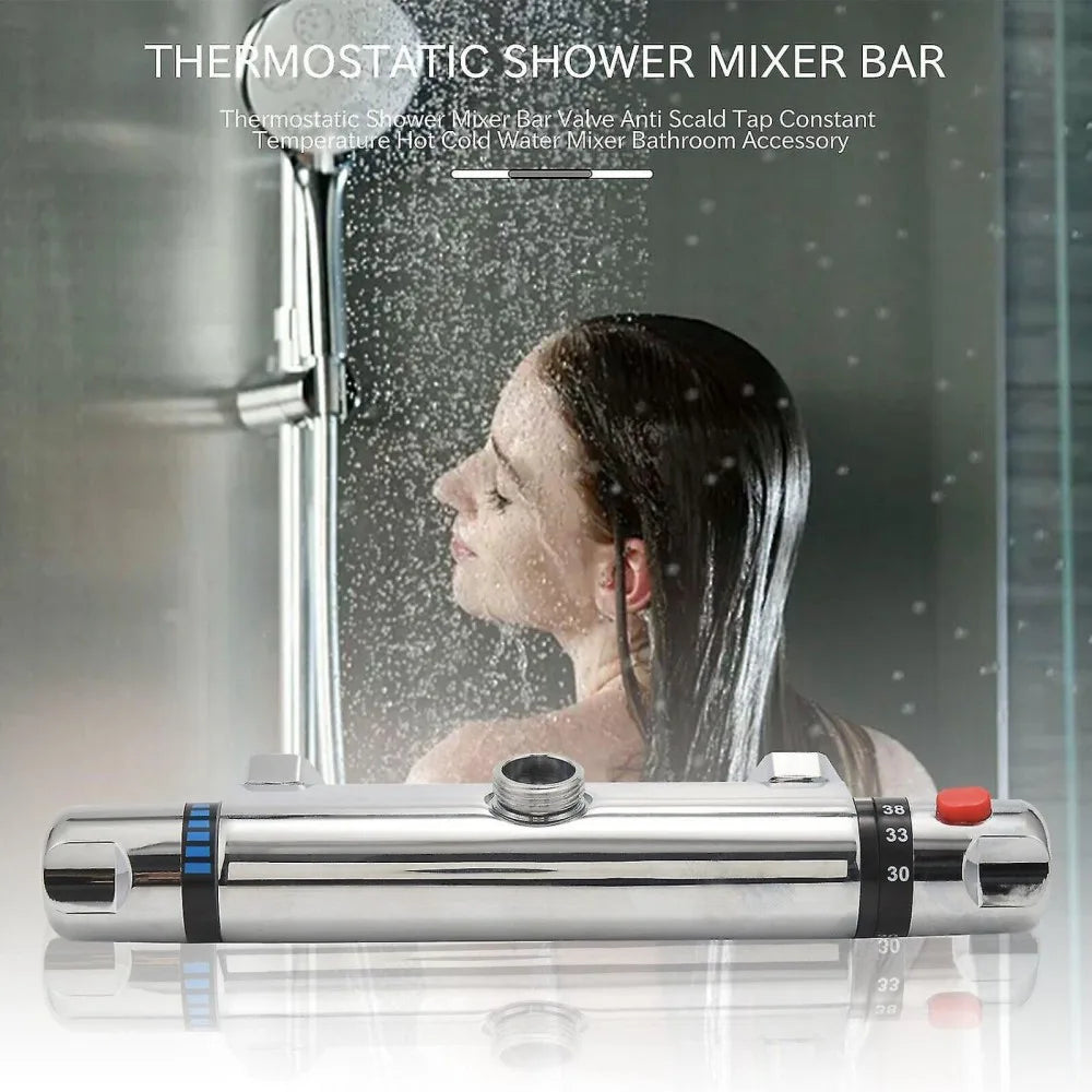 Bathroom Exposed Bar Thermostatic Shower Mixer Valve Tap Chrome 1/2" Outlet UK