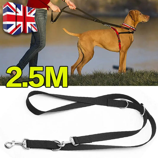 Dog Lead 8ft Adjustable Double ended Control Training Leash-Police Style NEW