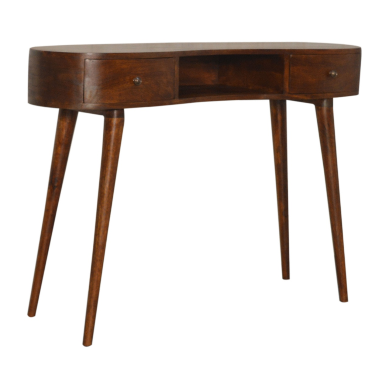 Artisan Furniture Solid Wood Chestnut Wave Writing Desk, 2 Drawers, 1 Shelf, Brown