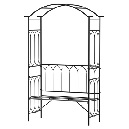 Garden Arbour Bench Plant Climbing Support Trellis Rose Vines Black Outsunny
