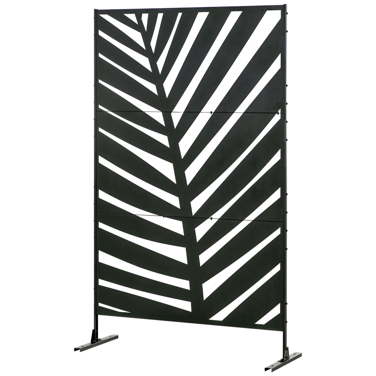 Outsunny 6.5FT Metal Outdoor Privacy Screen Panel with Stand, Banana Leaf Style