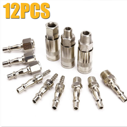 12Pcs 1/4" 3/8" BSP Air Line Hose Fittings Compressor Connector Quick Release UK